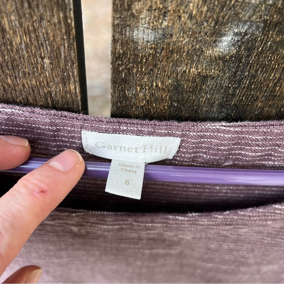 Garnet Hill Linen Dropwaist Purple Stripe Dress Sz 6 - Picture 6 of 12